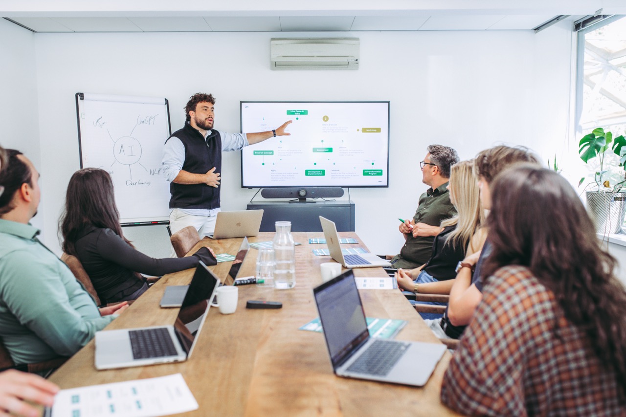 An instructor leading a technology workshop